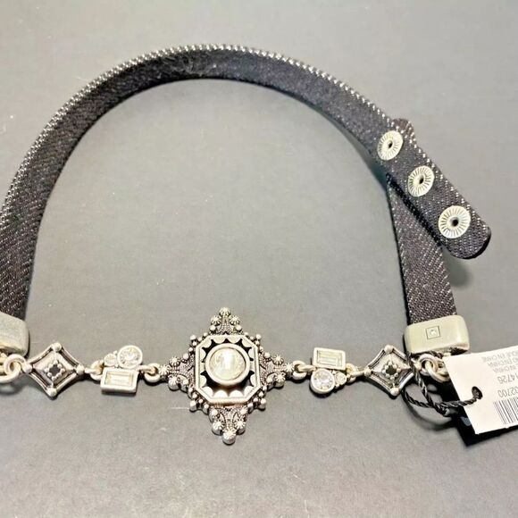 WHITE HOUSE BLACK MARKET ANTIQUED DIAMOND-SHAPE DENIM WRAP BRACELET NWT - Picture 6 of 8